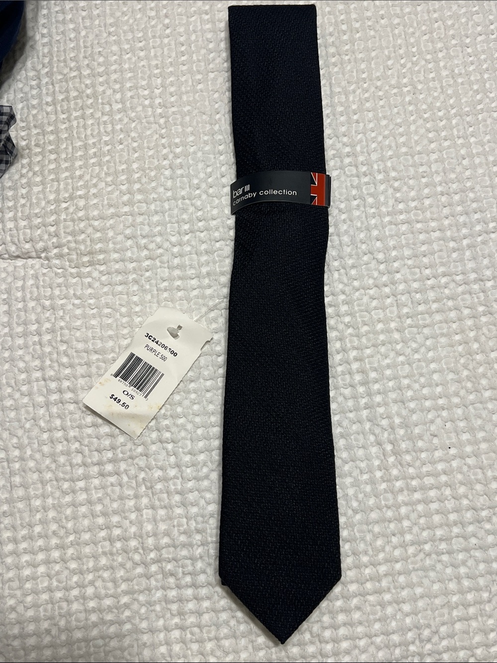 NWT BAR III CARNABY COLLECTION Black Textured Narrow Tie